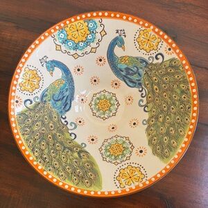 Dutch Wax Coastline Imports Serving Bowl Peacock Pattern